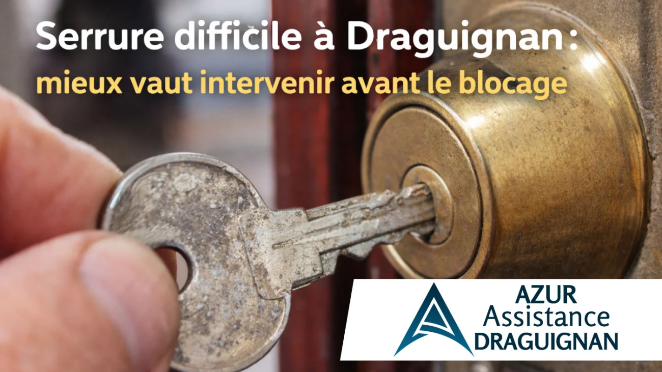 Serrure difficile à Draguignan sur une porte avec clé insérée dans le cylindre