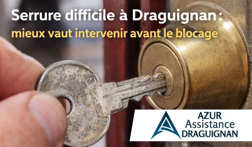 Serrure difficile à Draguignan sur une porte avec clé insérée dans le cylindre